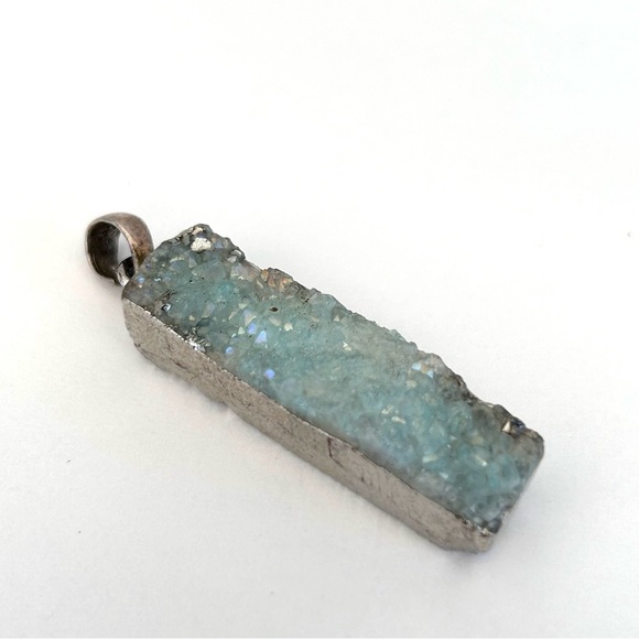 Aquamarine Quartz Druzy Pendant - Picture 6 of 7